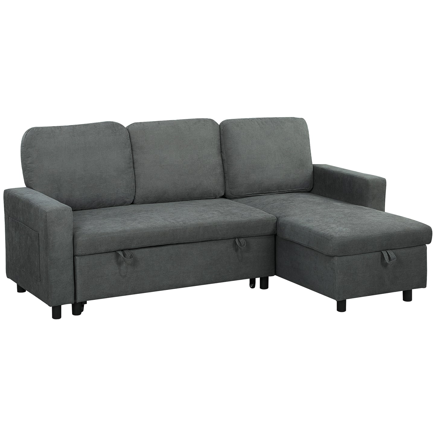 Pull Out Sofa Bed with 113 x 49cm storage space - Charcoal Grey