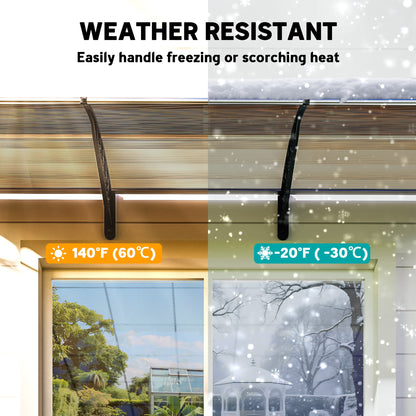 Front Door Canopy, Outdoor Awning, Rain Shelter, 303 x 96cm , Brown