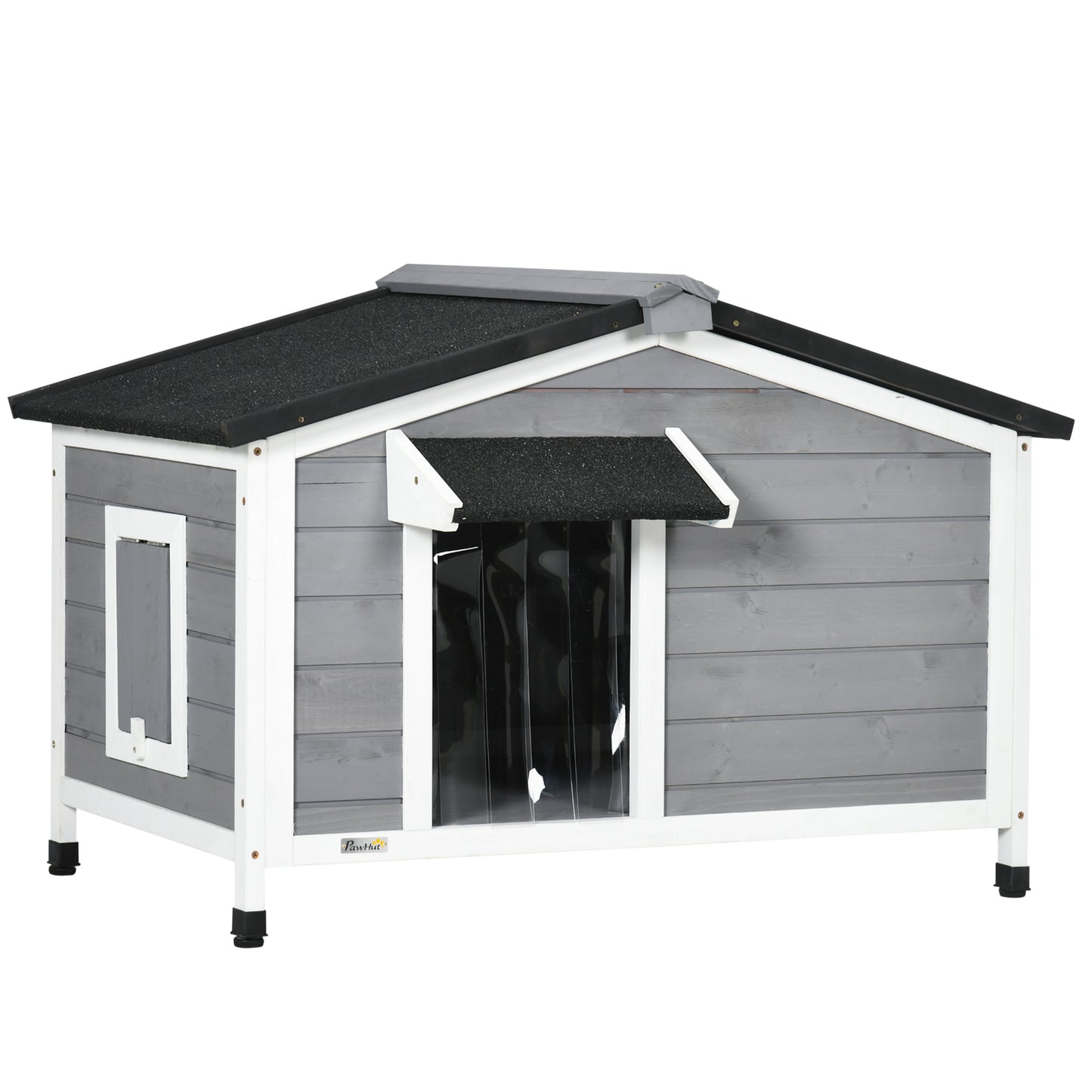Wooden Dog Kennel for Outside, for Medium Dogs, 65H x 97L x 72Wcm, Grey