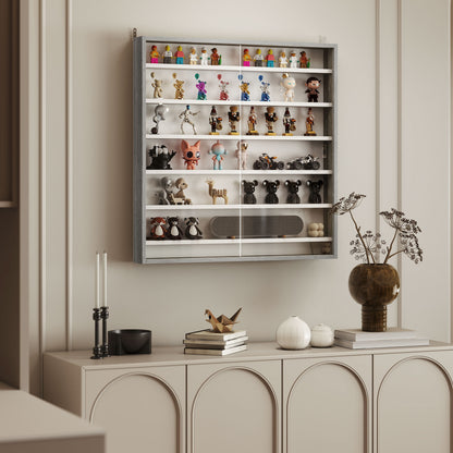 Six Shelf Display Cabinet, with Glass Doors - Graphite Wood Effect