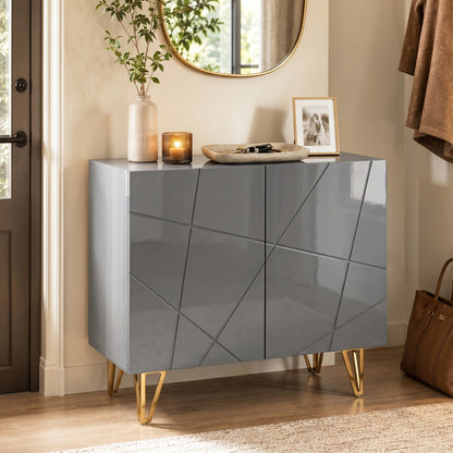Modern Luxe High Gloss Sideboard, with Hairpin Legs - Grey