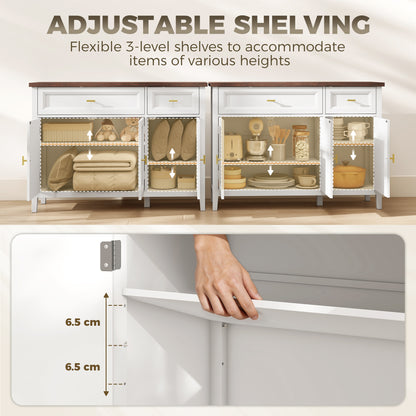 Modern Sideboard with 3 Doors, 2 Drawers and Adjustable Shelves, White