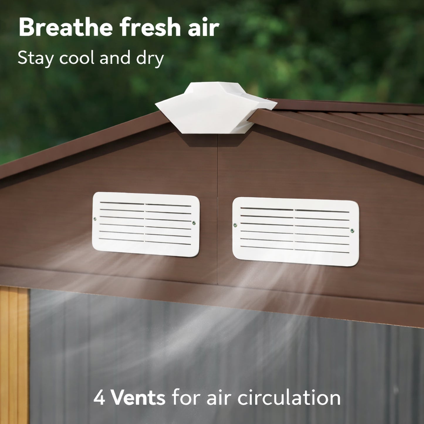 7 x 4ft Lockable Metal Garden Tool Storage Shed, Outdoor Storage Shed with Foundation and vents, Light Brown