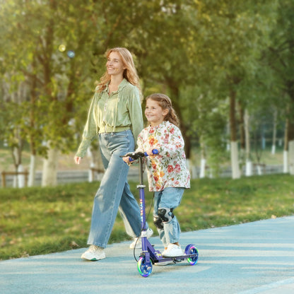 Scooter for Kids Aged 3-8 Years, with Adjustable Handle, Two Light Up Wheels, Handbrake, Rear Brake, Blue