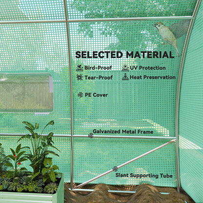 Large Polytunnel Walk In Greenhouse, Plant Gardening Tunnel Green House with Metal Hinged Door