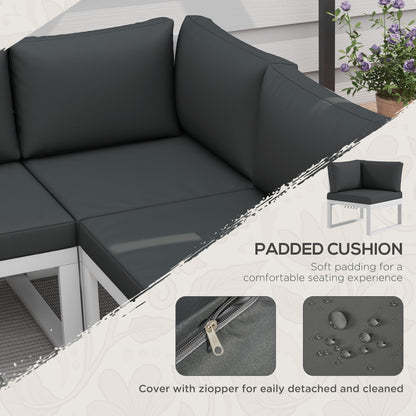 4 Pieces Garden Furniture Set, 5-Level Reclining Garden Corner Sofa Set, Outdoor Lounge Conversation Sectional with Cushions