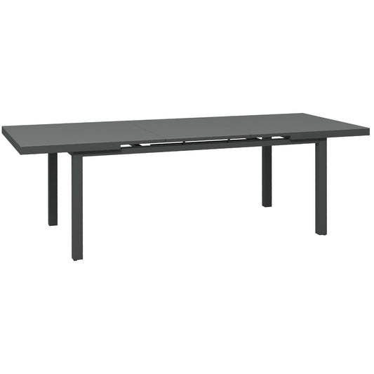 Aluminium Garden Table for 6-8, 246 cm Extending Outdoor Dining Table Rectangle for Patio, Balcony - Charcoal Grey
