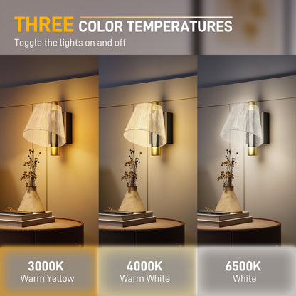 Led Wall Lamp 2 Pack, 5W Modern Indoor Starry Wall Light, Colour Temperature Adjustable 3000K/4000K/6500K, for Bedroom