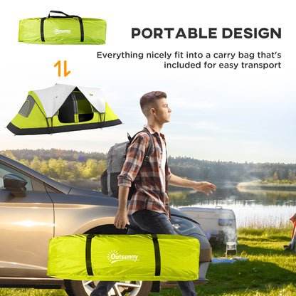 Camping Tent for 6 Man with 2000mm Water Resistant Rainfly and Carry Bag for Fishing Hiking Festival, Yellow
