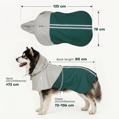 Dog Raincoat with Hood, Waterproof & Breathable Rain Jacket with Leash Hole, for Extra Large Dogs, Green, XL