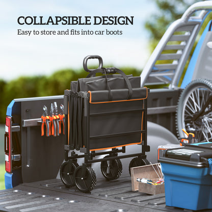 160L Festival Trolley on Wheels, Folding Camping Trolley Cart w/ Tailgate