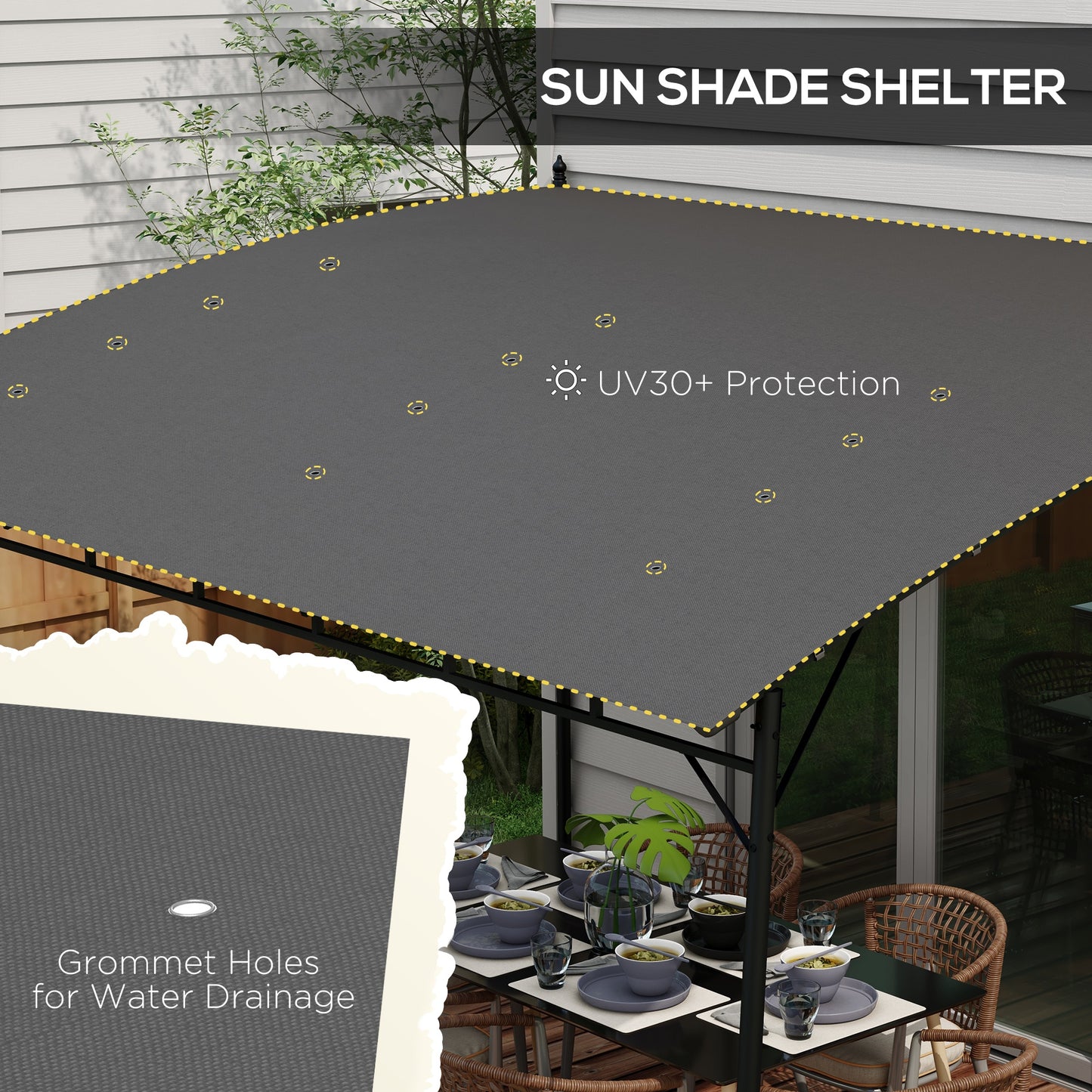 3 x 4m Metal Frame Pergola - Grey