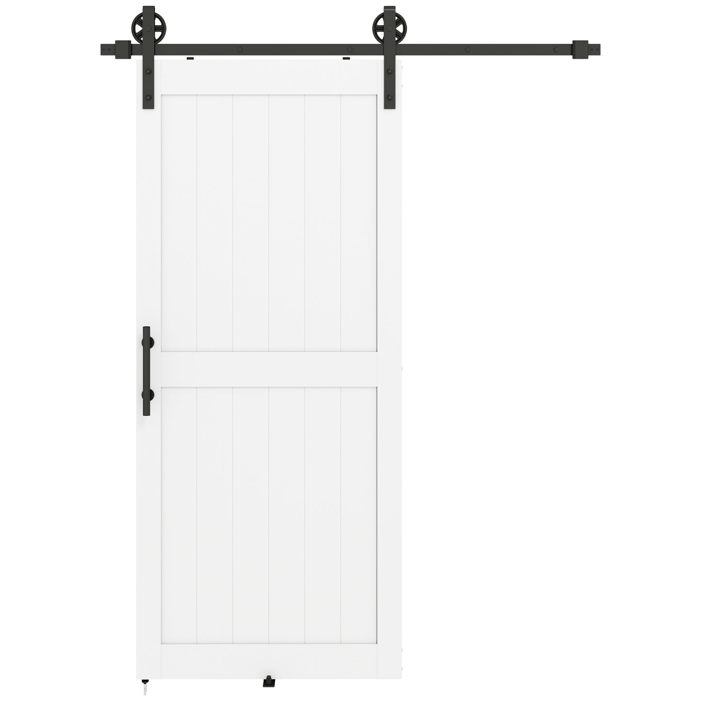 183cm Sliding Barn Door Kit, Sliding Door with Track, Hardware, Upgraded Rollers and Floor Guide, Handle, White