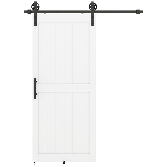 183cm Sliding Barn Door Kit, Sliding Door with Track, Hardware, Upgraded Rollers and Floor Guide, Handle, White