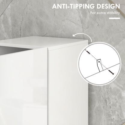 Multi-Storage Slim Bathroom Cabinet - High Gloss White
