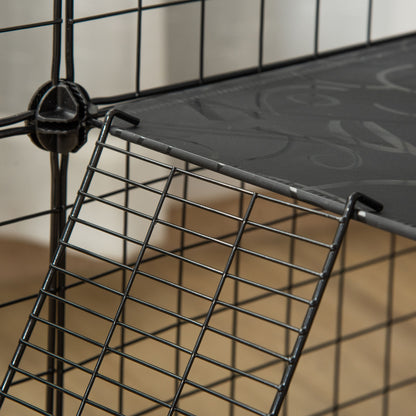 Pet Playpen w/ Door Customisable Fence for Guinea Pigs Chinchillas Hedgehogs - Black
