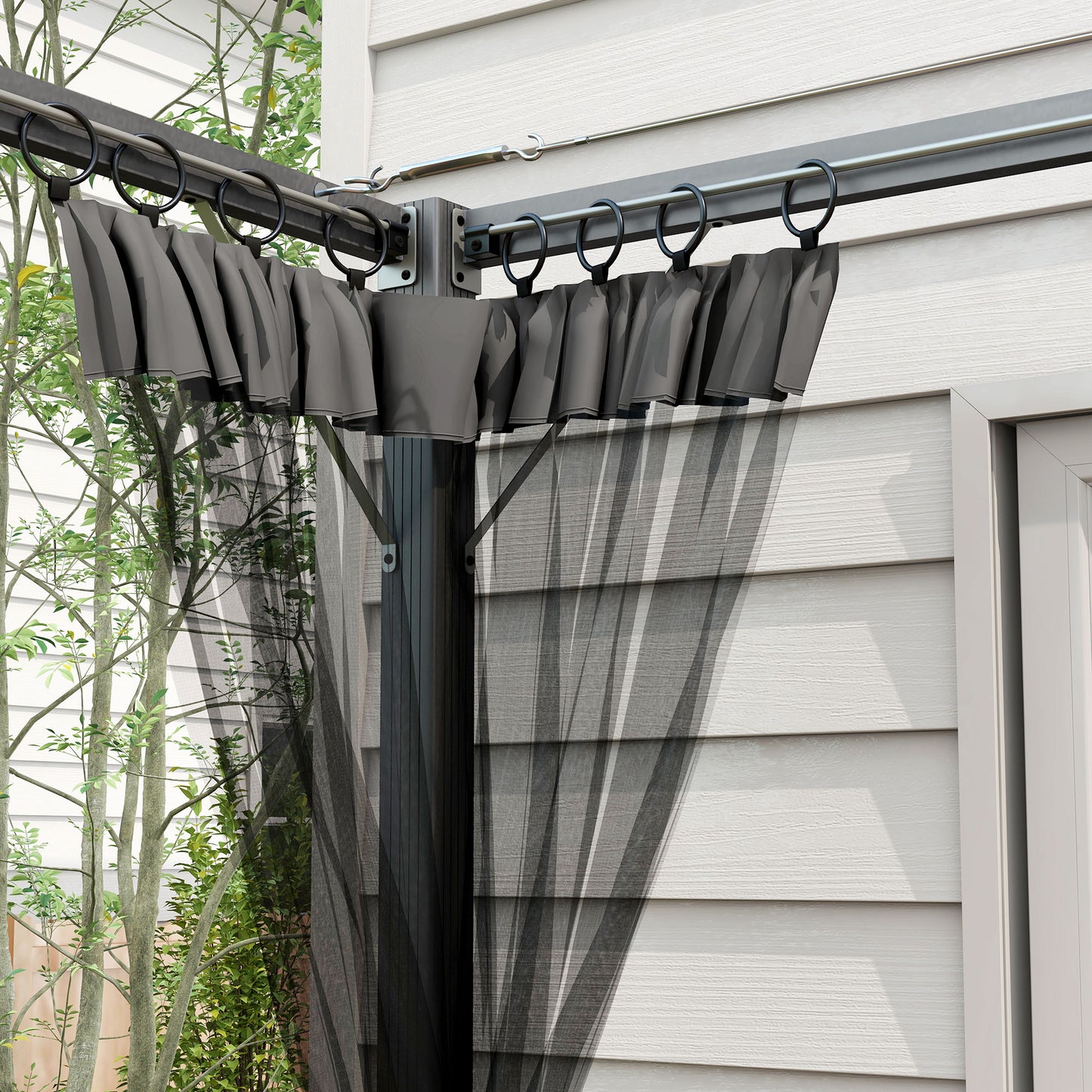 3 x 3m Aluminium Frame Pergola, with Retractable Roof - Dark Grey