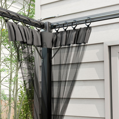 3 x 3m Aluminium Frame Pergola, with Retractable Roof - Dark Grey