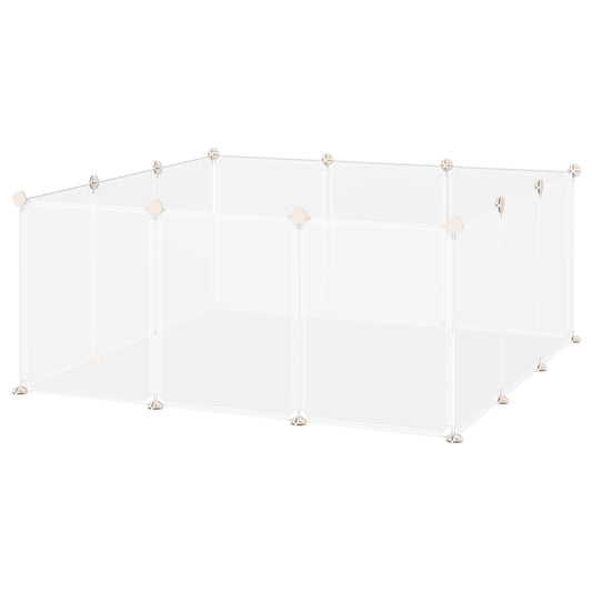 Pet Playpen DIY Small Animal Cage Open Enclosure Portable Plastic Fence 12 Panels for Hedgehog Guinea Pig White