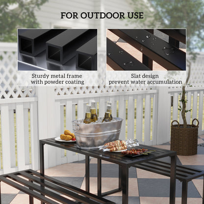3-Piece Outdoor Picnic Table & Bench Set – Black
