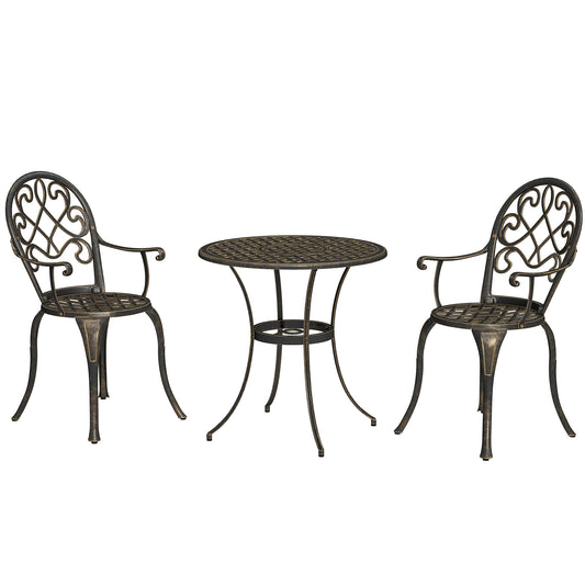 Three-Piece Elegant Aluminium Garden Set - Bronze Tone