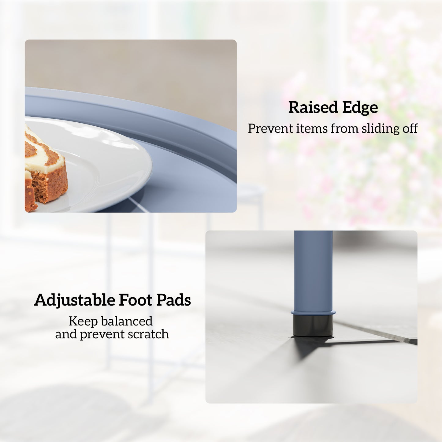 Steel Removable Tray Top Garden Table - Blue Grey