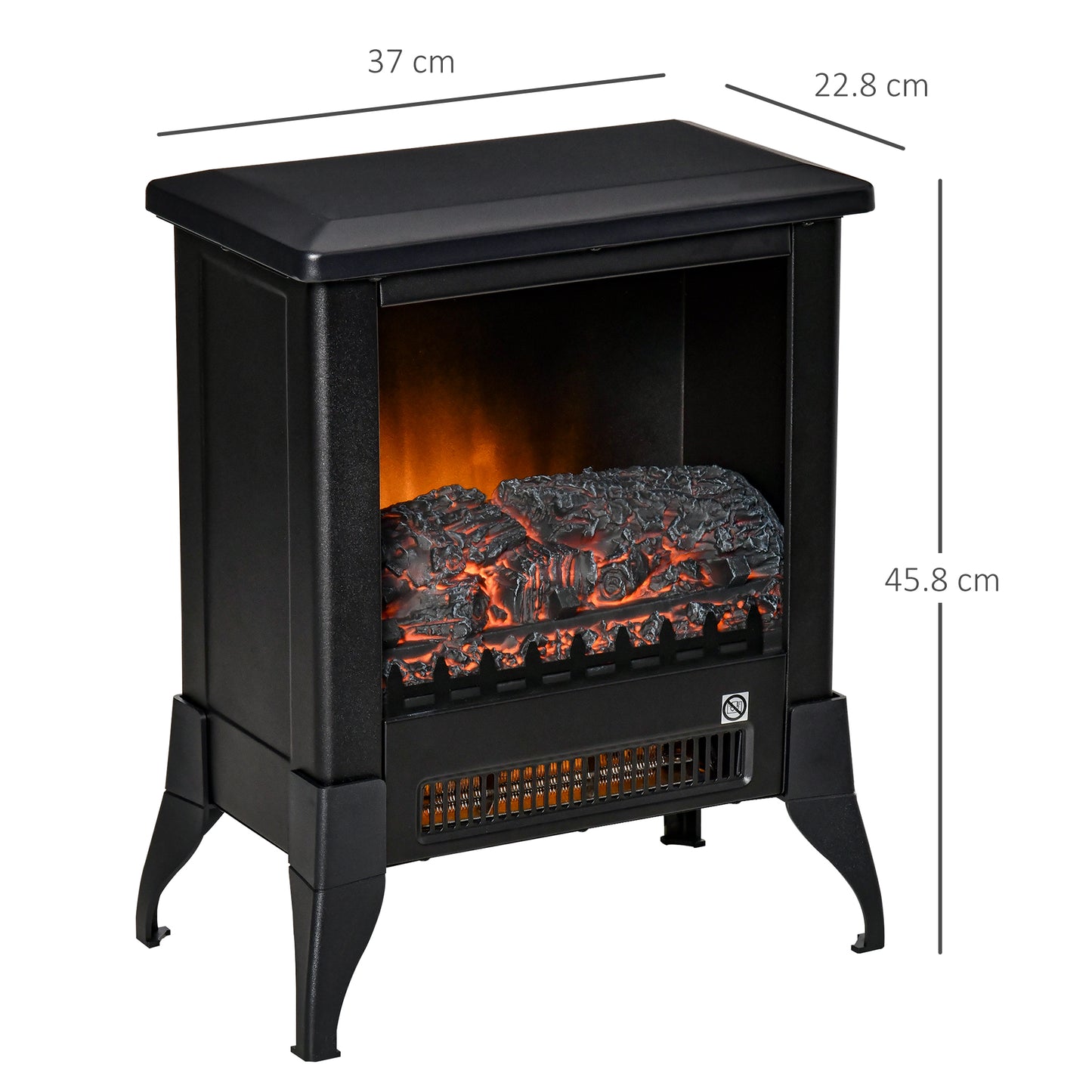 Electric Fireplace Stove, Free Standing Fireplace Heater with Realistic Flame Effect, Dual Power Settings (1800-2000W)