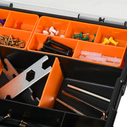 Set Of 4 Plastic DIY Tool Storage Boxes w/ Inside Dividers Locking Lids Home Garage Organisation Stacking Arts Crafts Bolts B