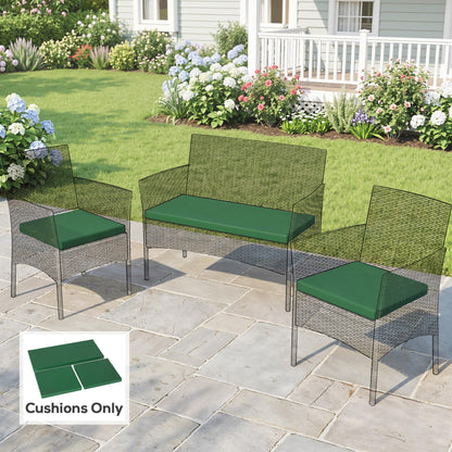 Outdoor Seat Cushion Pads for Rattan Furniture, 3 PCs Garden Furniture Cushions, Green