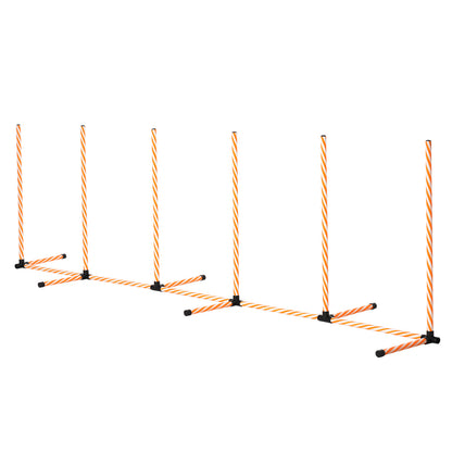 Dog Agility Equipment Pet Outdoor Training Play Run Obstacle w/ 6 Weaves Poles Whistle Carrying Bag