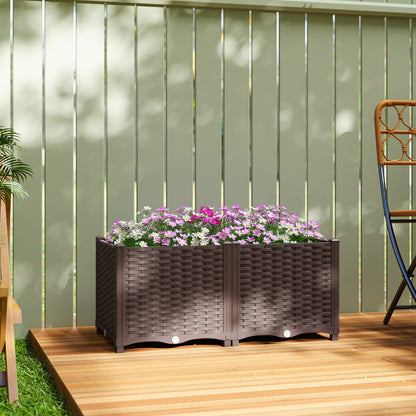 Plastic Raised Garden Bed with Legs, Self Watering Elevated Planter Boxes with Drainage Holes and Plugs