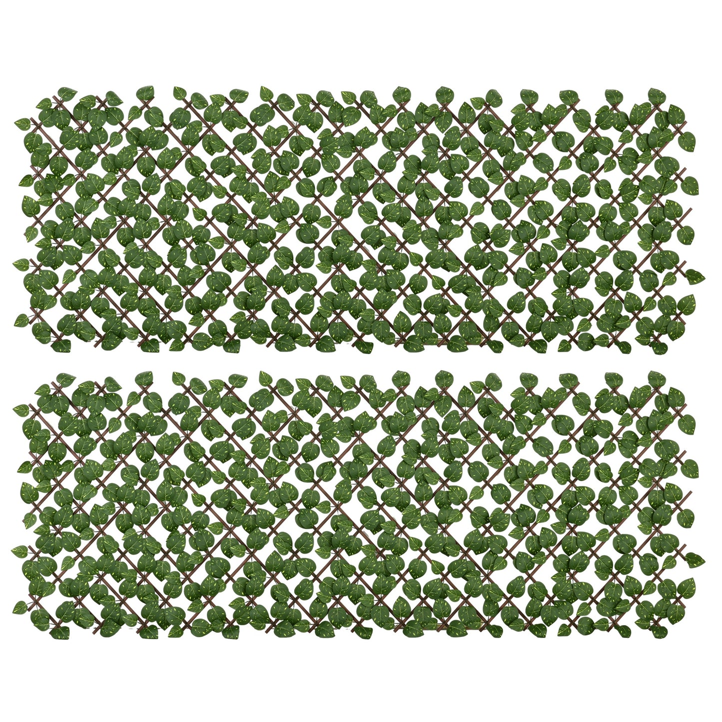 Set of 2 Expandable Artificial Trellis Hedges – Realistic Leaf Privacy Screen, 2 x 1 m