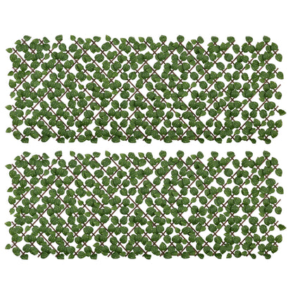Set of 2 Expandable Artificial Trellis Hedges – Realistic Leaf Privacy Screen, 2 x 1 m