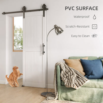 152.4cm Sliding Barn Door Kit, Sliding Door with Track, Hardware, Upgraded Rollers and Floor Guide, Handle, White