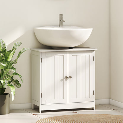 Under Sink Bathroom Storage Cabinet 2 Layers Vanity Unit Wooden - White