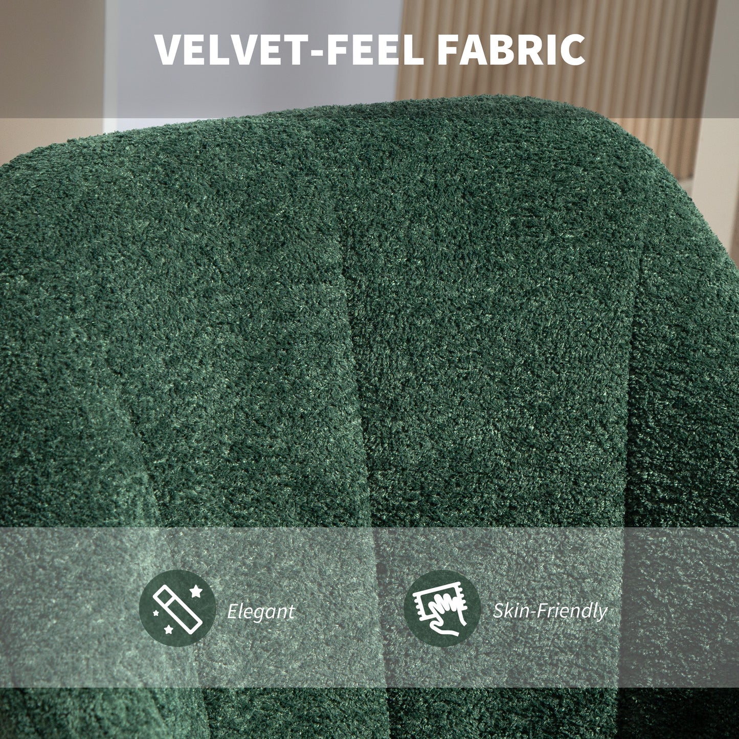 Snow Flannel Office Chair with Padded for Home - Dark Green