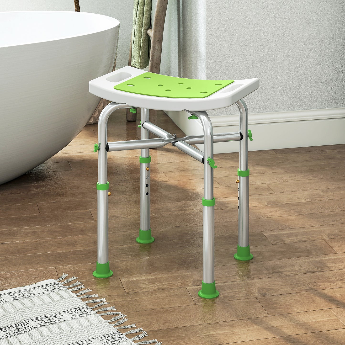 44-51.5cm Aluminium Frame Shower/Bath Stool - Green