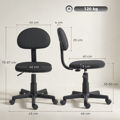Small Armless Office Chair - Black