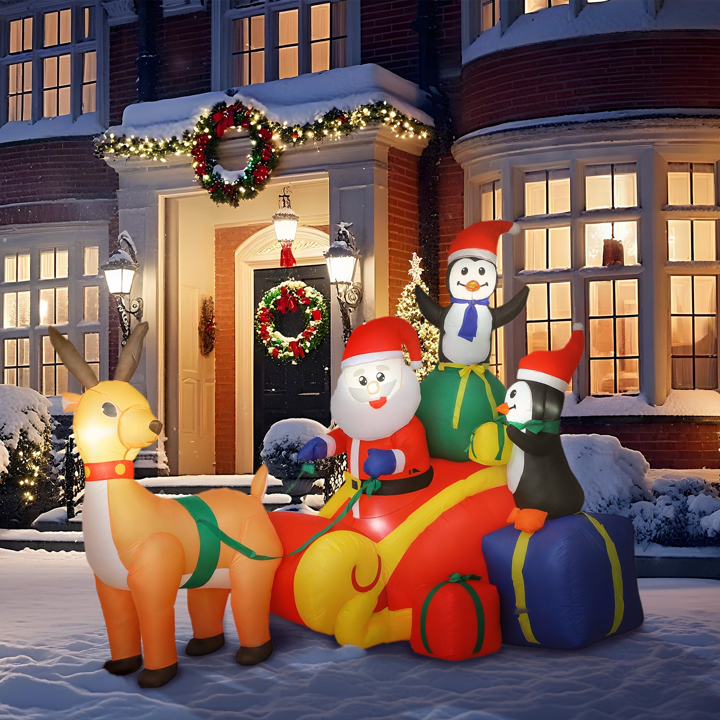 6ft Inflatable Santa Sleigh Decoration, with Accessories