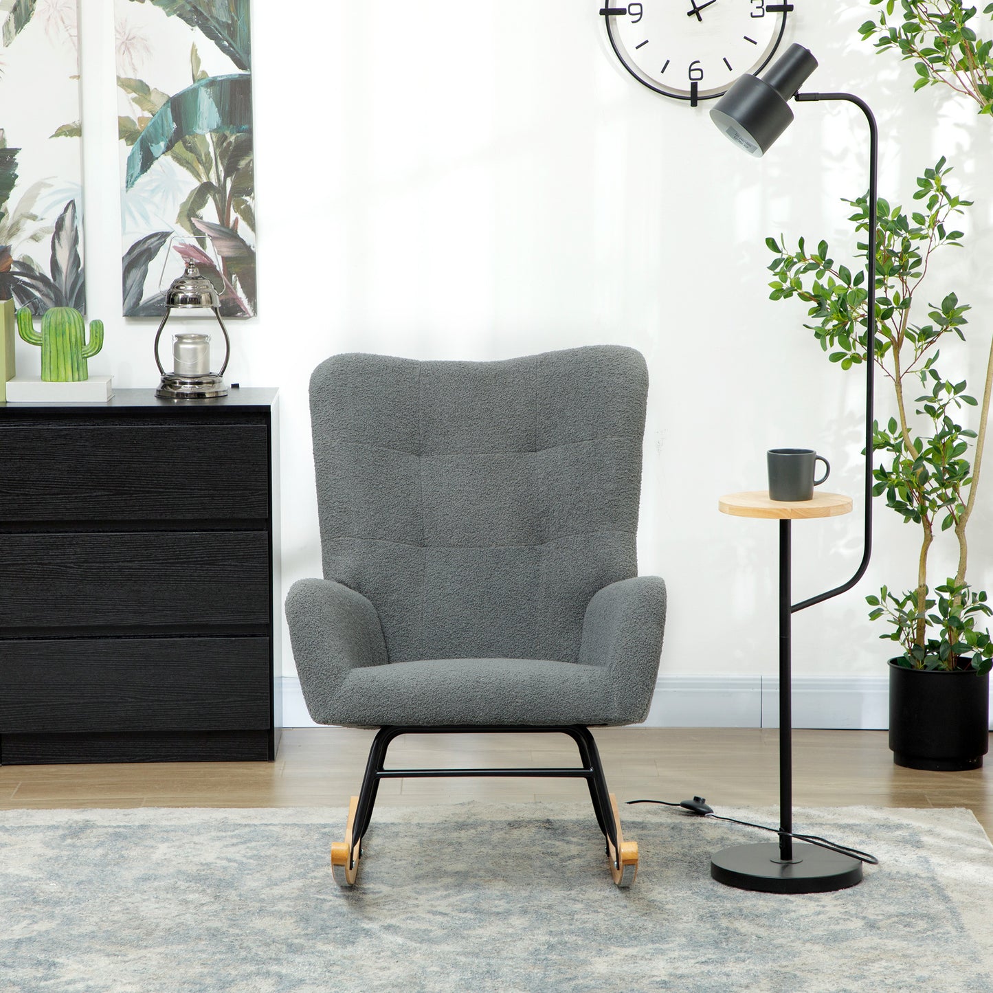 Teddy Fleece Rocking Chair - Grey