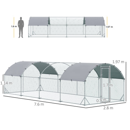 Walk In Chicken Run Galvanised Chicken Coop Hen Poultry House Cage Pet Playpen Garden with Water-Resist Covers