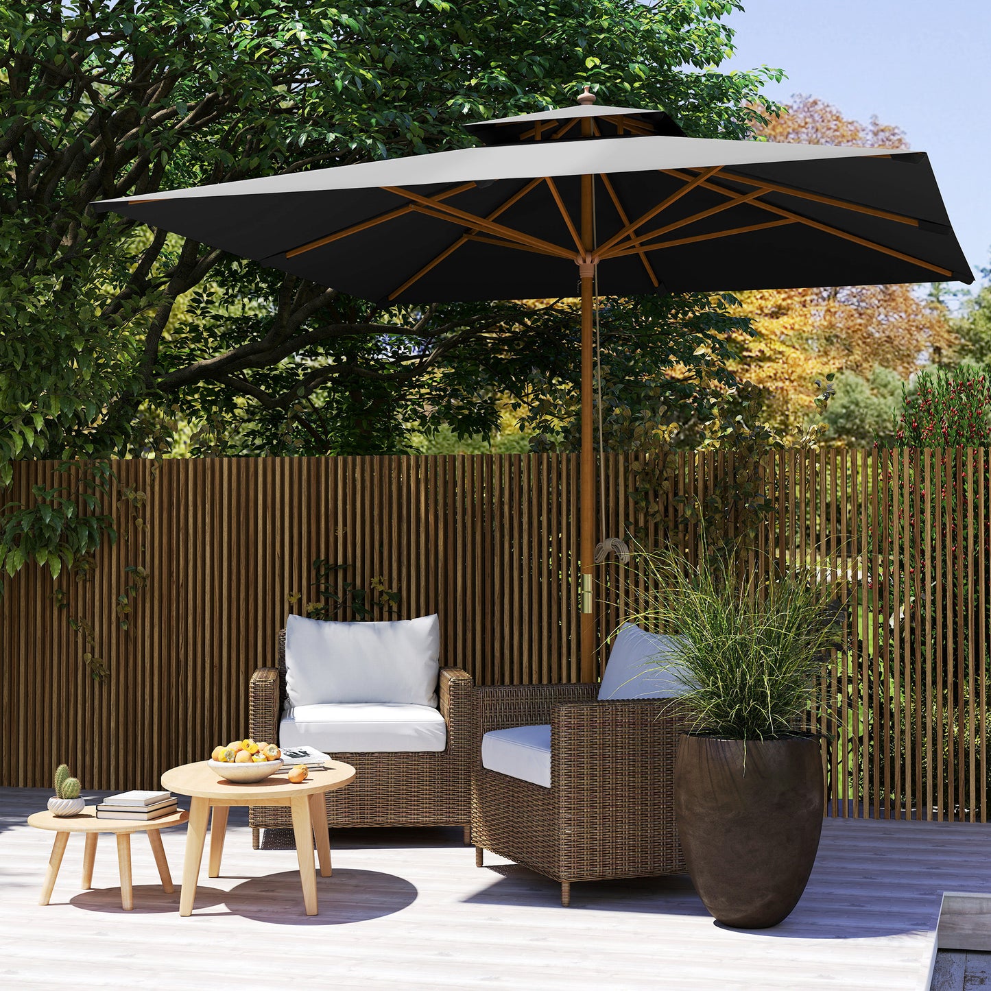 3 m Square Garden Parasol - Black
