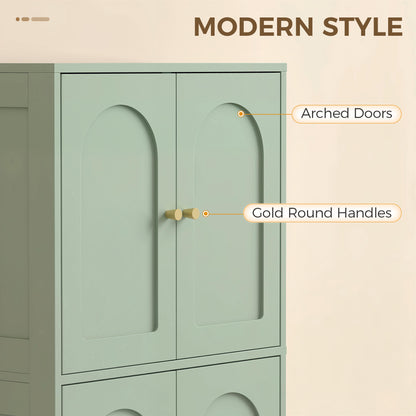 4-Door Kitchen Storage Cabinet with Adjustable Shelves - Green