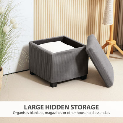Storage Ottoman Bench, Corduroy Storage Chest Box with Wooden Legs, 40cm Bed End Bench for Living Room, Bedroom, Entryway