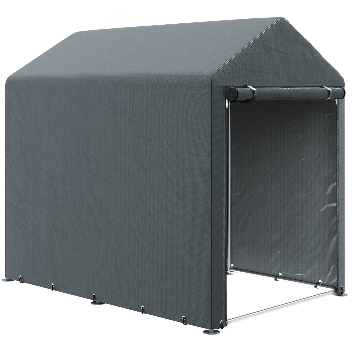 179 x 120cm Temporary Garden Shed, with Weather-resistant Plastic Cover and Accessories - Dark Grey