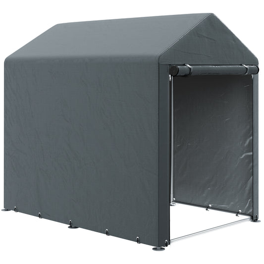 179 x 120cm Temporary Garden Shed, with Weather-resistant Plastic Cover and Accessories - Dark Grey