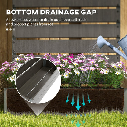 Raised Bed for Garden, Planter with Trellis for Climbing Plants, Vines, Planter Box with Drainage Gap, Dark Grey