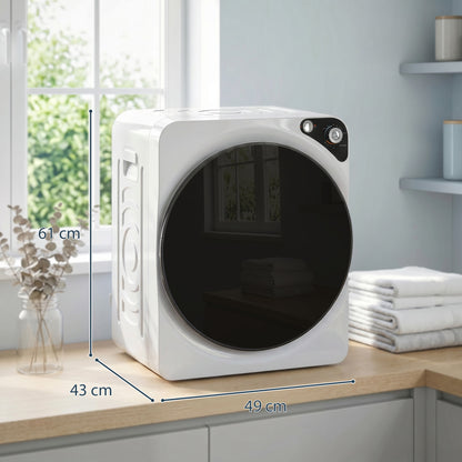 5kg Vented Tumble Dryer, 1000W Compact Tumble Dryer with 5 Drying Modes, Stainless Steel Tub, White