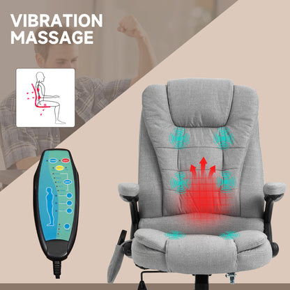 Office Chair, Ergonomic Fabric Desk Chair with 6-Point Massage and Back Heated, Arms, Lumbar Support, Light Grey