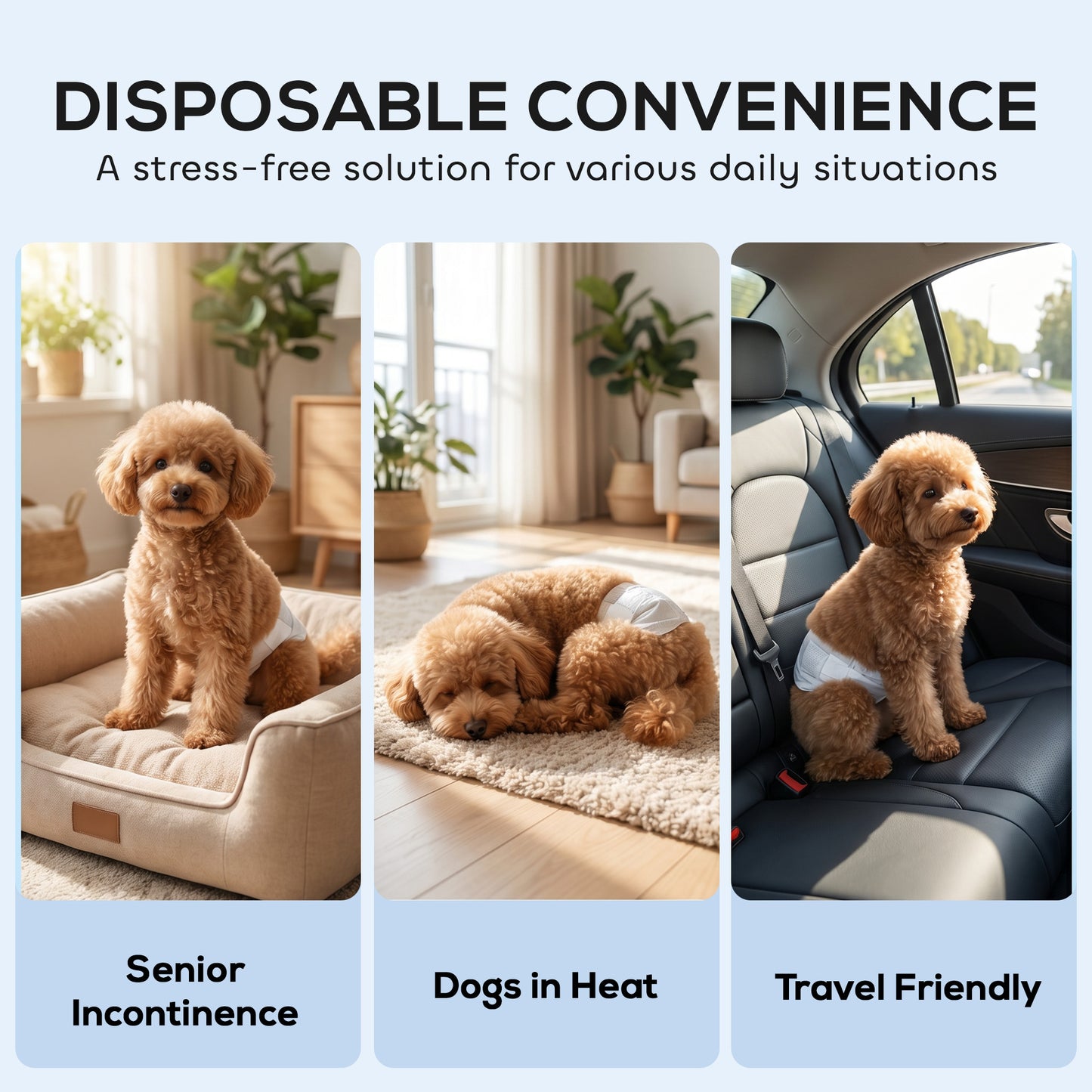 Dog Diapers Super Absorbent Leak-Proof Dog Nappies for Male Dogs Size XS 20-28 cm Waist